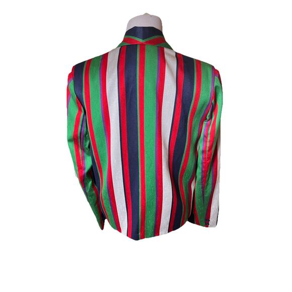 Vintage 1970s Jupe Blazer Women’s Silk Blend Multicolor Stripe ILGWU Union Made - Picture 2 of 16